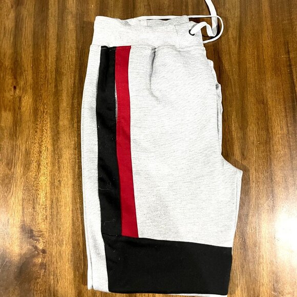 Grey Joggers With Red & Black Side Stripes Drawstring Waist By Ricklessi XL - Picture 2 of 4